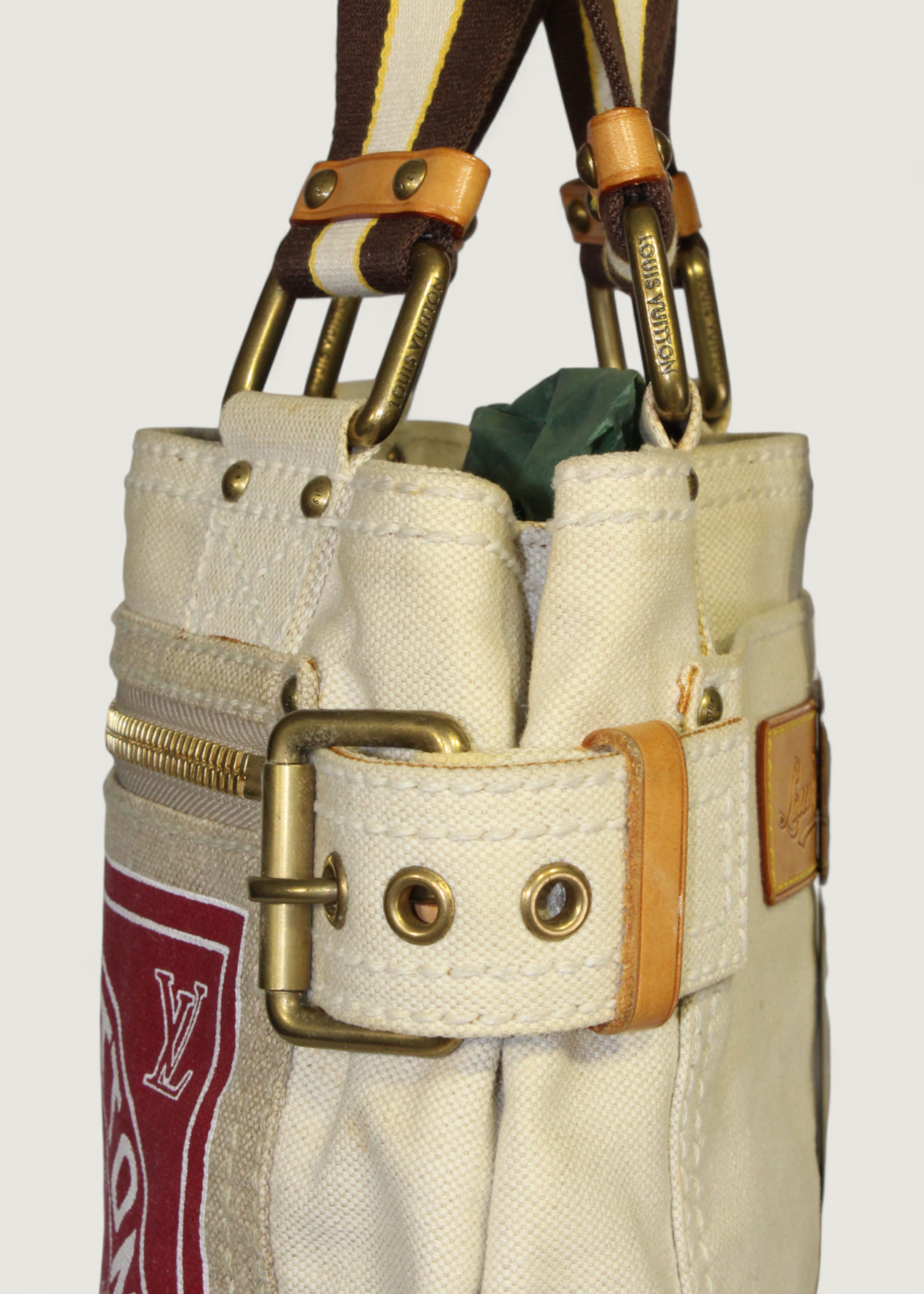 Preloved | Louis Vuitton Toile Globe Shopper Cabas MM Totebag i Denim Rød Canvas