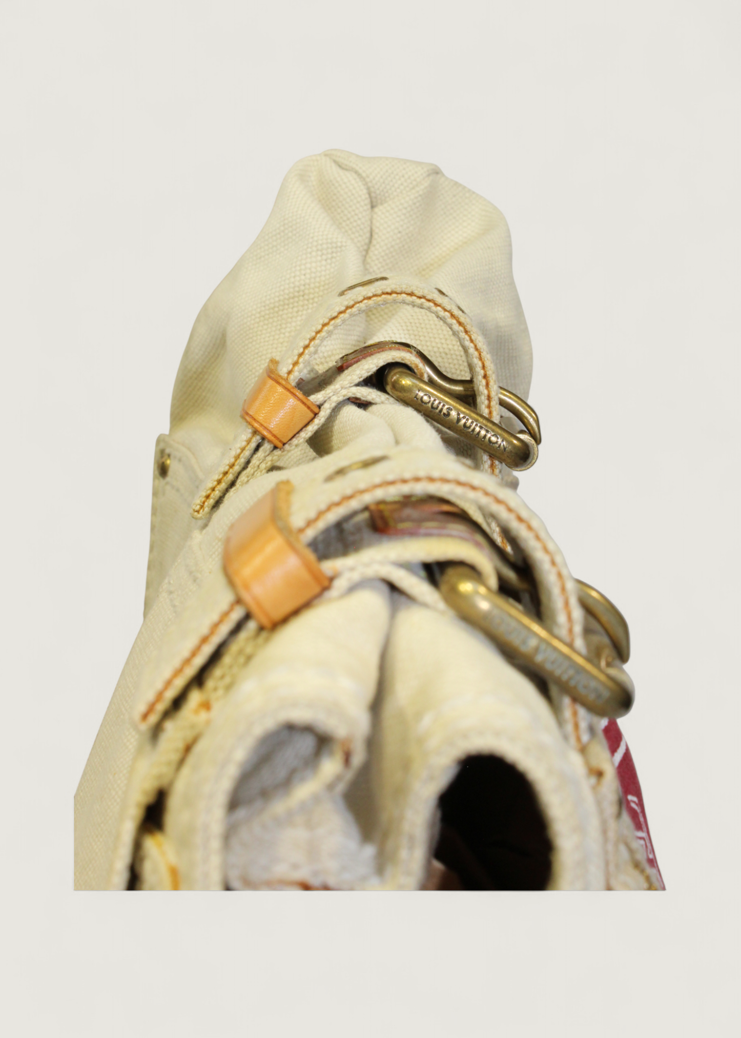 Preloved | Louis Vuitton Toile Globe Shopper Cabas MM Totebag i Denim Rød Canvas