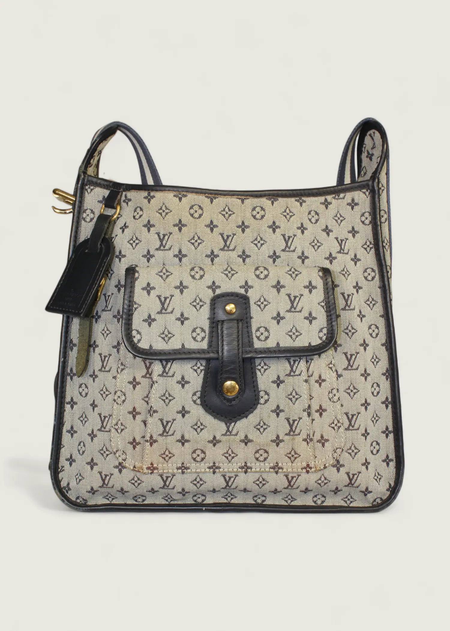 Preloved | Louis Vuitton Monogram Mini Run Buzas Crossbody i Grå Blå Canvas Louis Vuitton