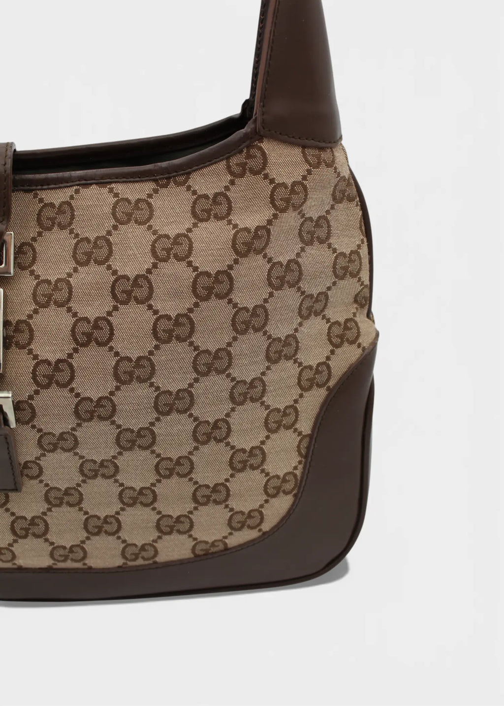 Preloved | Gucci GG Monogram Skuldertaske Jackie med Brun Læder