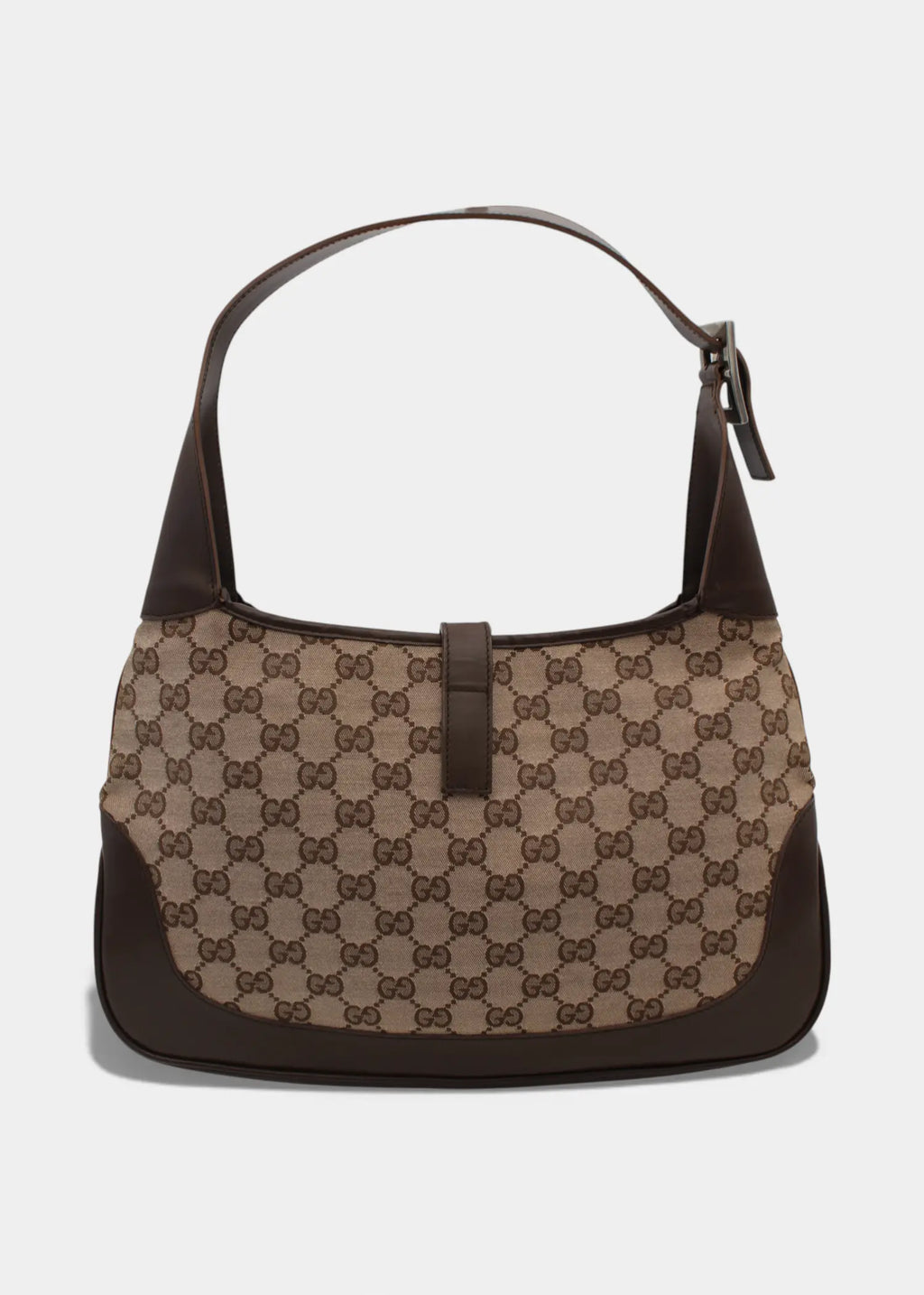 Preloved | Gucci GG Monogram Skuldertaske Jackie med Brun Læder