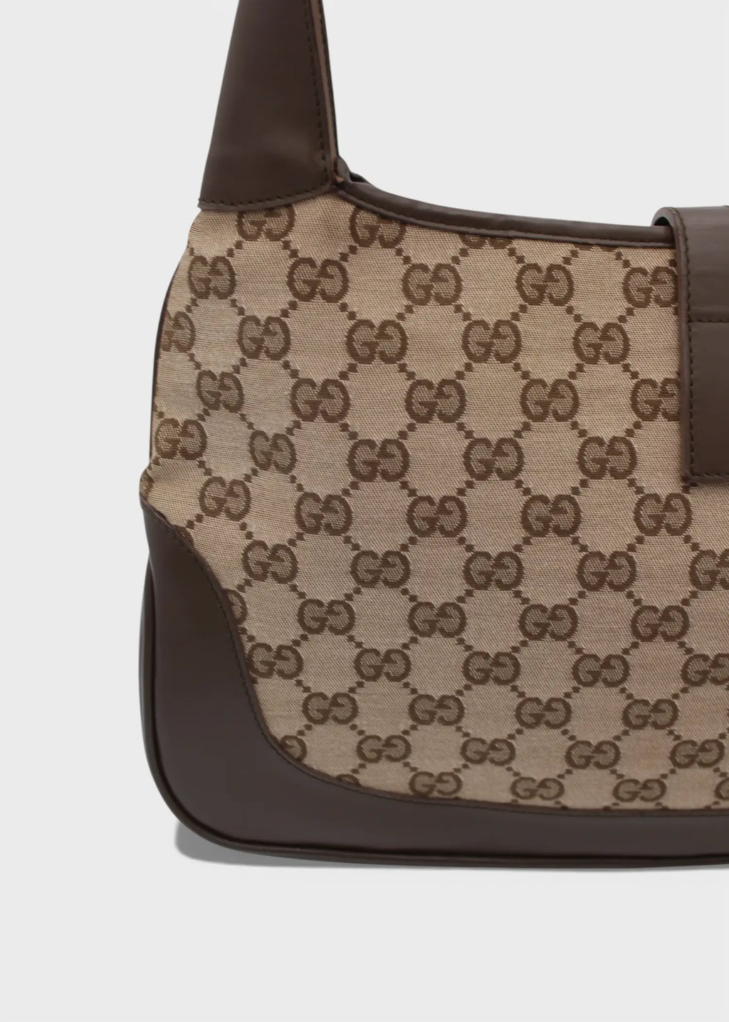 Preloved | Gucci GG Monogram Skuldertaske Jackie med Brun Læder