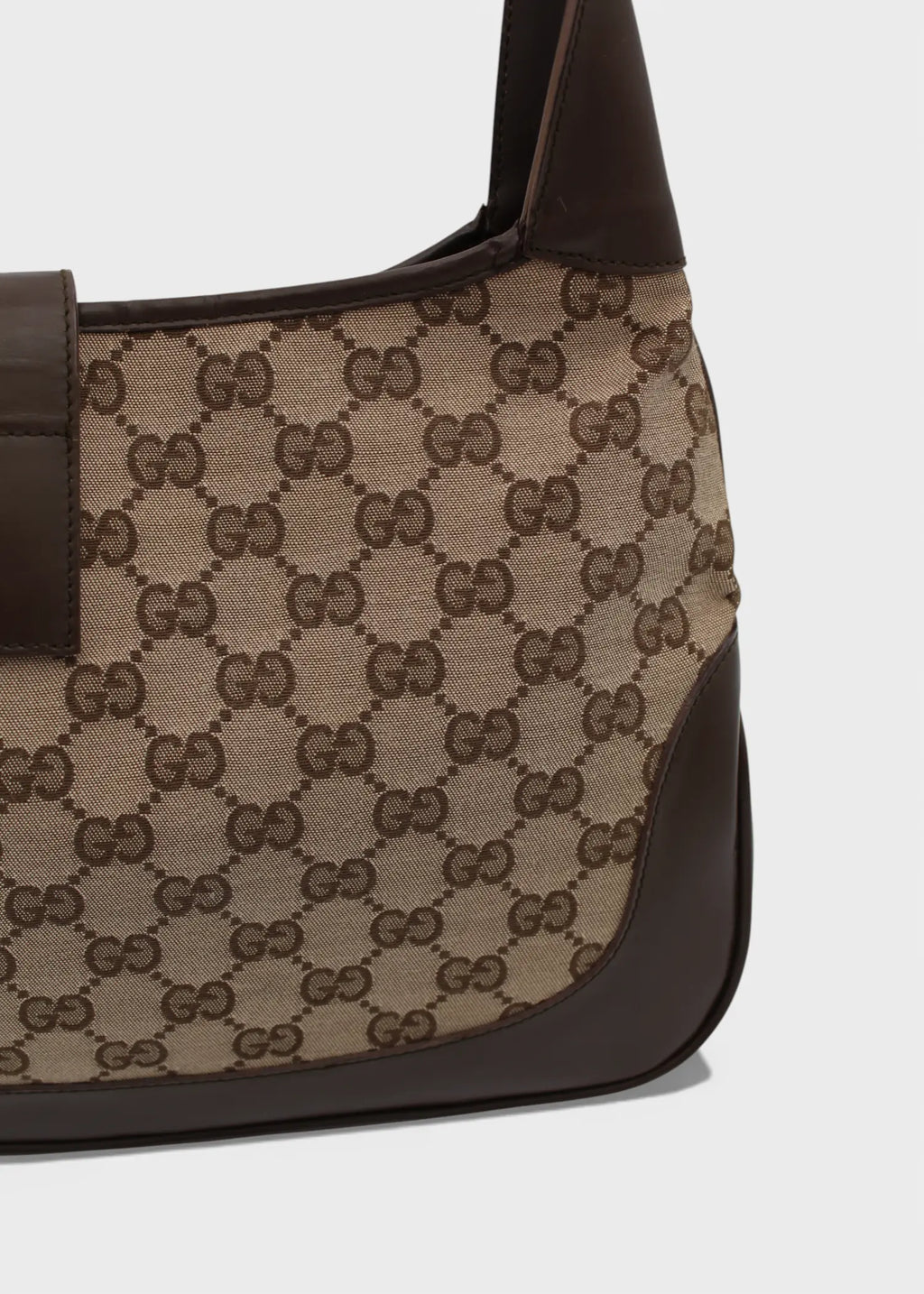 Preloved | Gucci GG Monogram Skuldertaske Jackie med Brun Læder