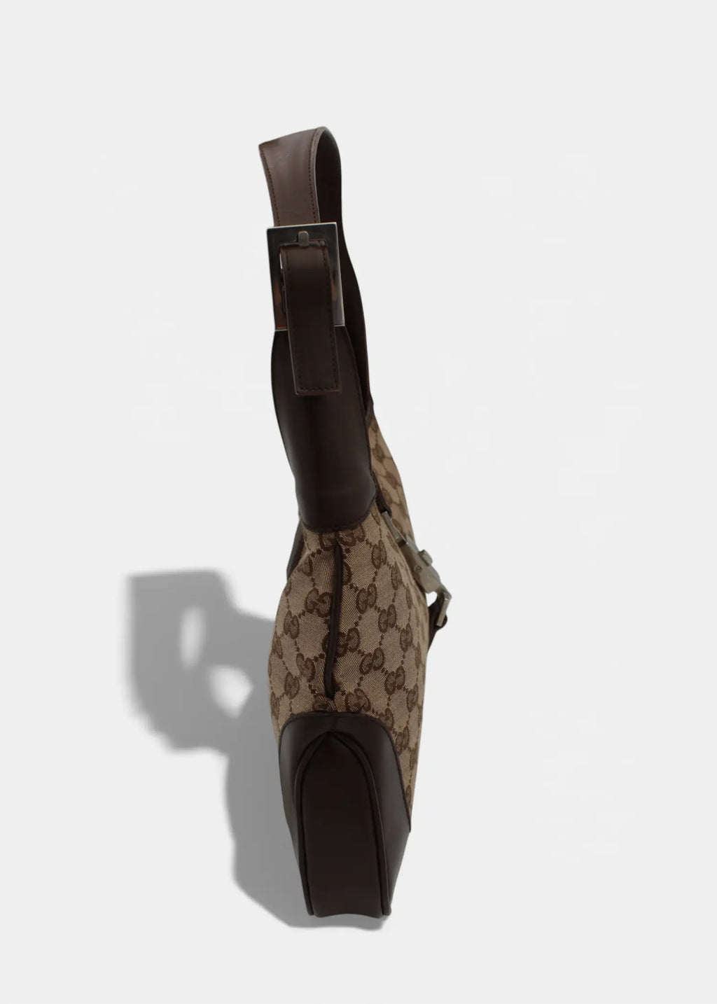 Preloved | Gucci GG Monogram Skuldertaske Jackie med Brun Læder