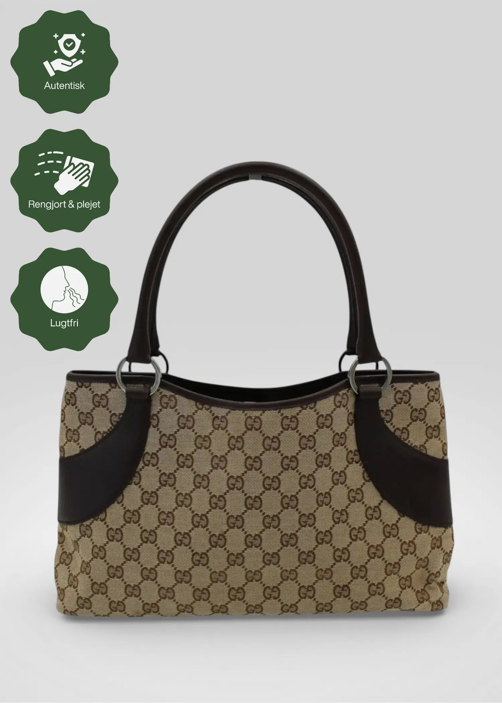 Preloved | Gucci GG Monogram Skuldertaske med Brun Læder Gucci