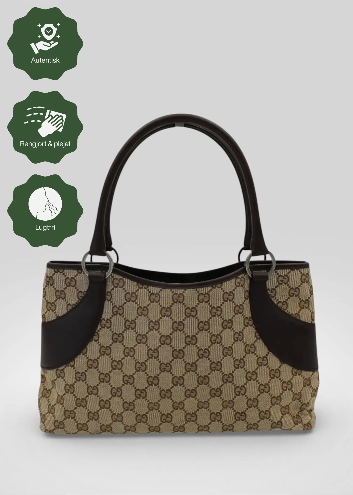Preloved | Gucci GG Monogram Skuldertaske med Brun Læder Gucci