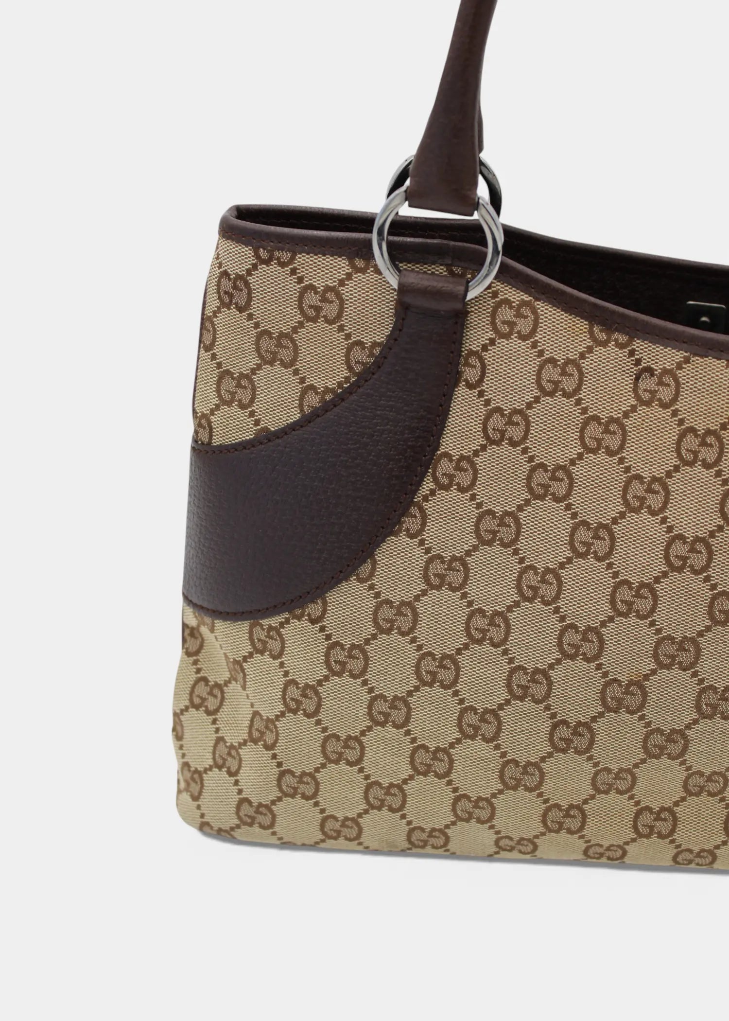 Preloved | Gucci GG Monogram Skuldertaske med Brun Læder