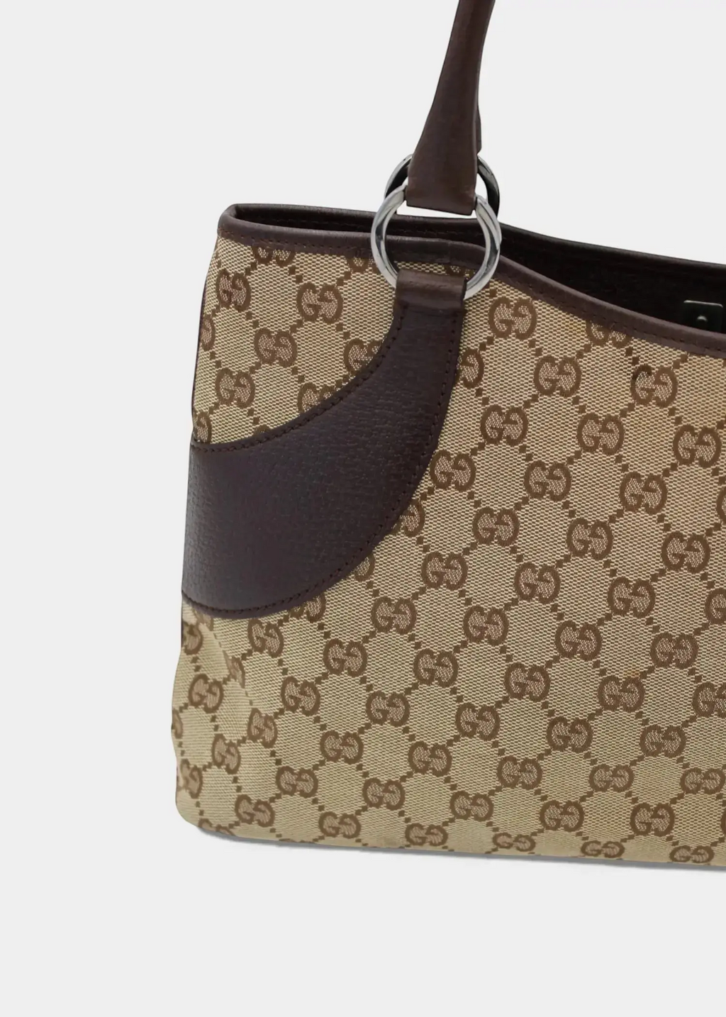 Preloved | Gucci GG Monogram Skuldertaske med Brun Læder Gucci