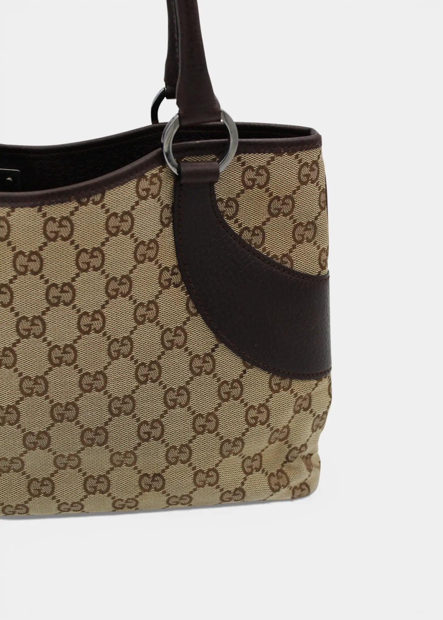 Preloved | Gucci GG Monogram Skuldertaske med Brun Læder