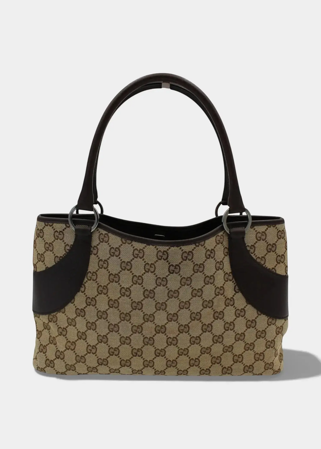 Preloved | Gucci GG Monogram Skuldertaske med Brun Læder Gucci