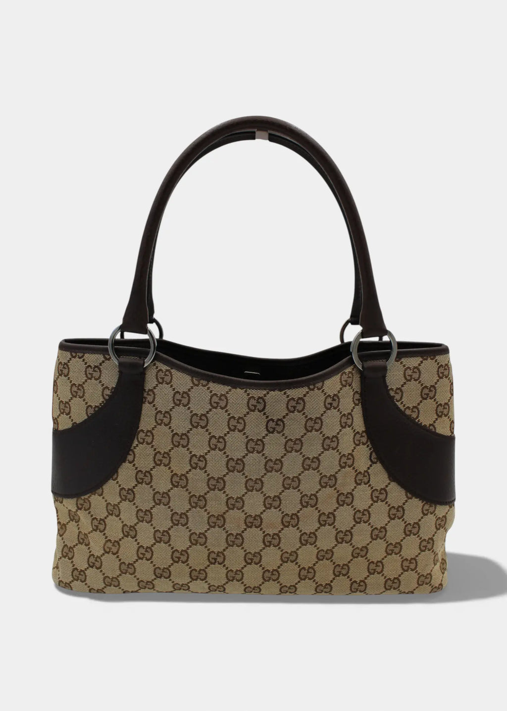 Preloved | Gucci GG Monogram Skuldertaske med Brun Læder