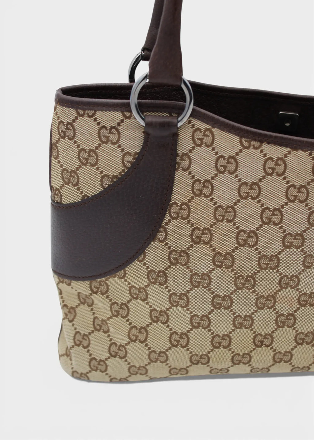 Preloved | Gucci GG Monogram Skuldertaske med Brun Læder