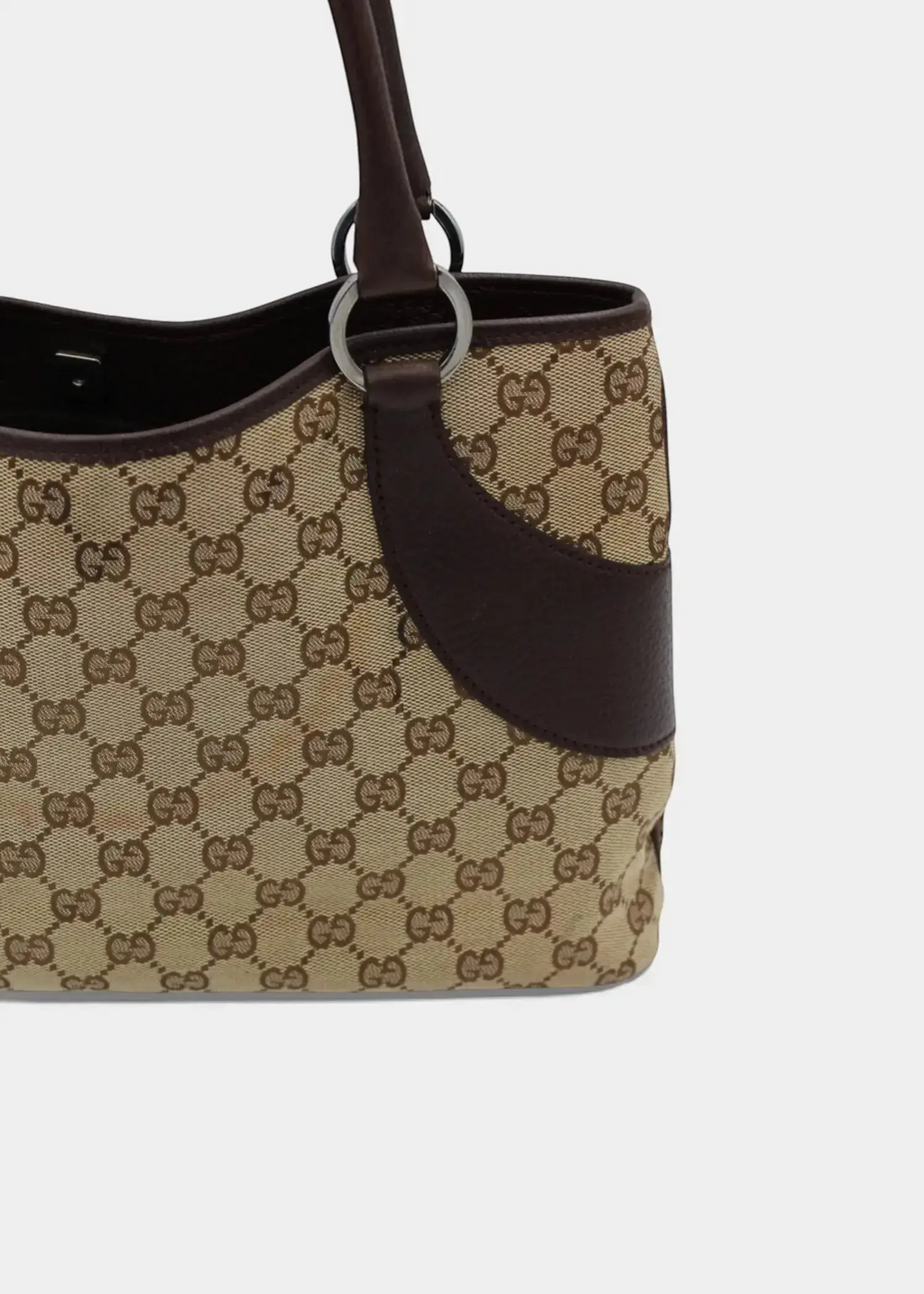 Preloved | Gucci GG Monogram Skuldertaske med Brun Læder Gucci