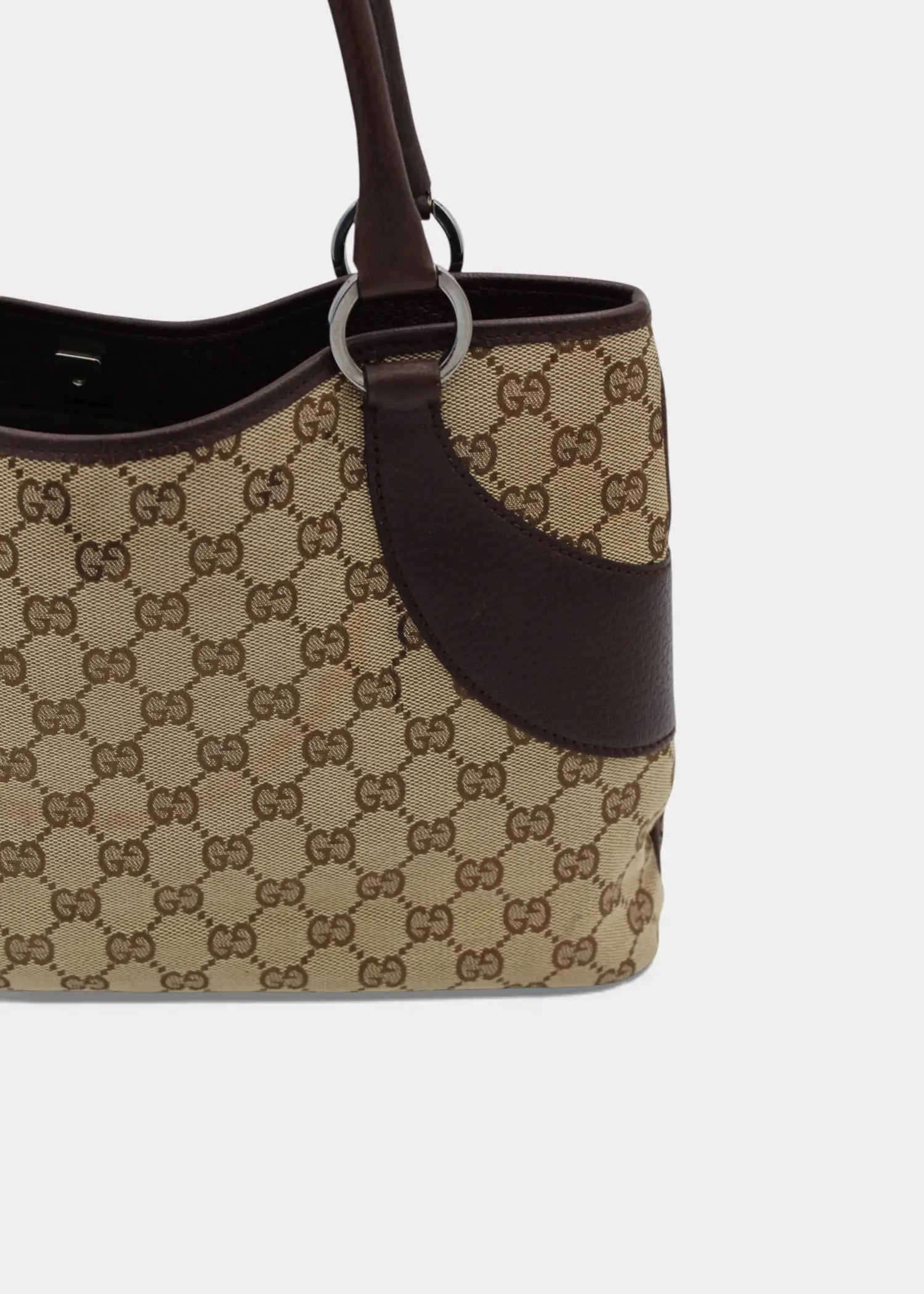 Preloved | Gucci GG Monogram Skuldertaske med Brun Læder