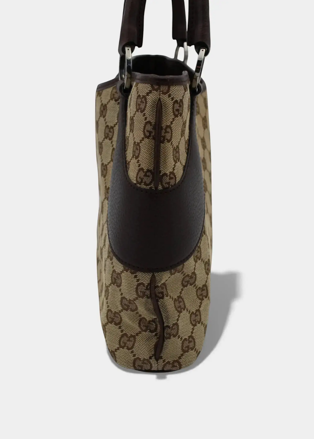 Preloved | Gucci GG Monogram Skuldertaske med Brun Læder Gucci