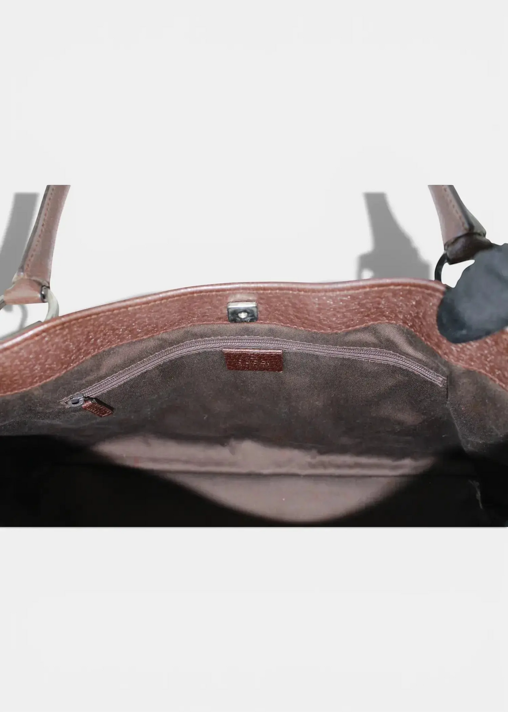 Preloved | Gucci GG Monogram Skuldertaske med Brun Læder Gucci
