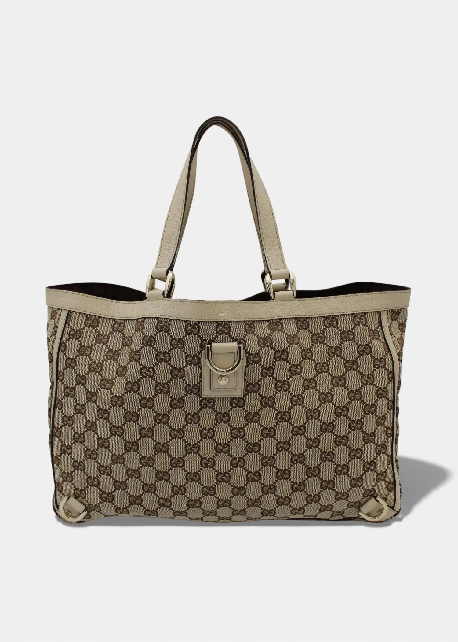 Preloved | Gucci GG Monogram Totebag Abbey med Hvid Læder Gucci