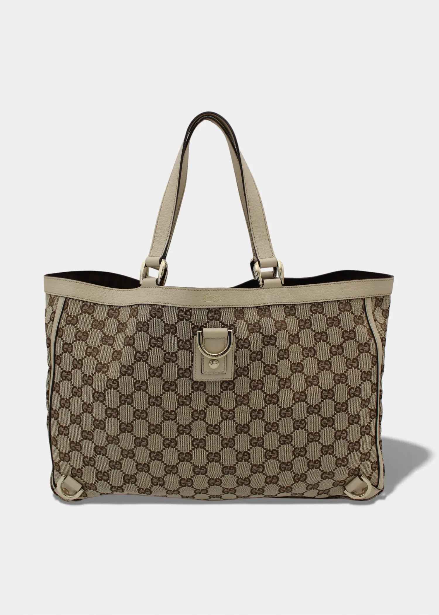 Preloved | Gucci GG Monogram Totebag Abbey med Hvid Læder