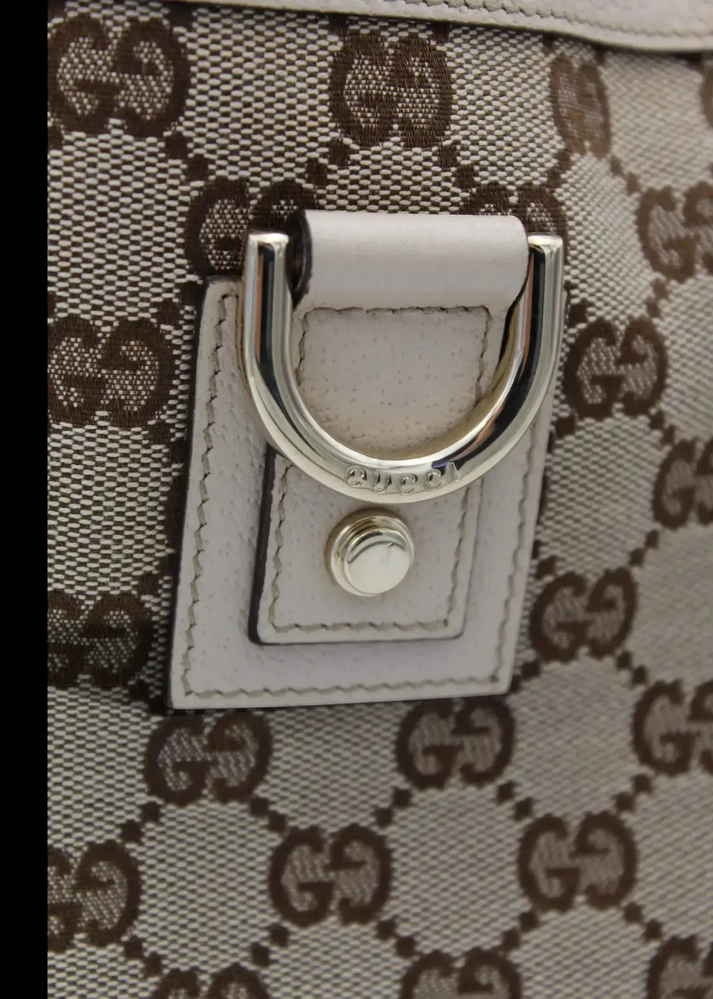 Preloved | Gucci GG Monogram Totebag Abbey med Hvid Læder Gucci
