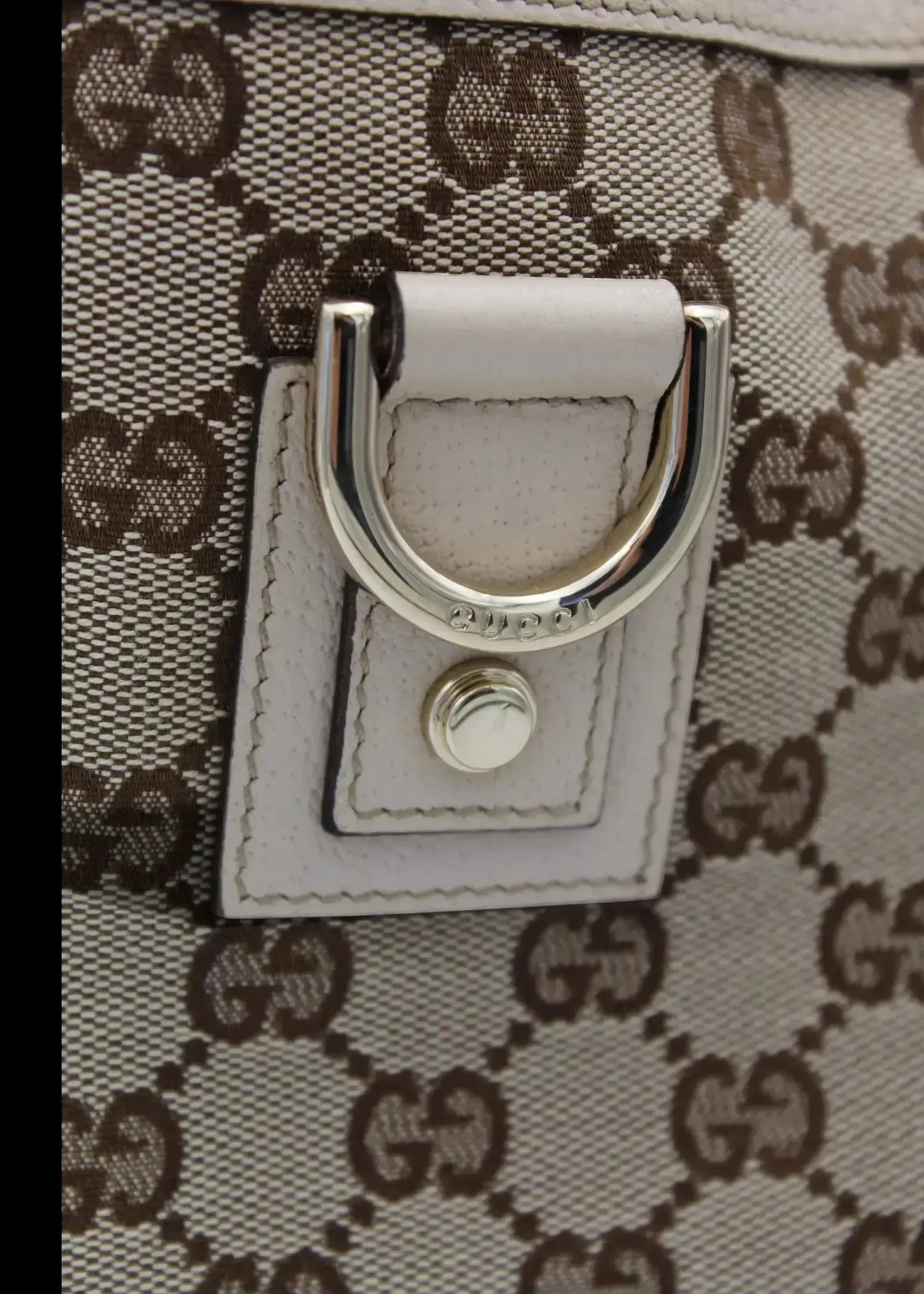 Preloved | Gucci GG Monogram Totebag Abbey med Hvid Læder Gucci