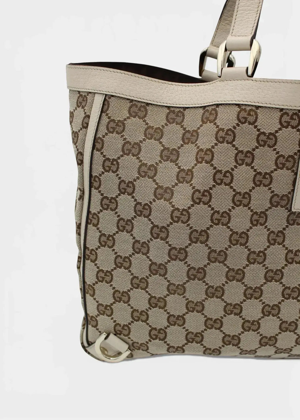 Preloved | Gucci GG Monogram Totebag Abbey med Hvid Læder Gucci