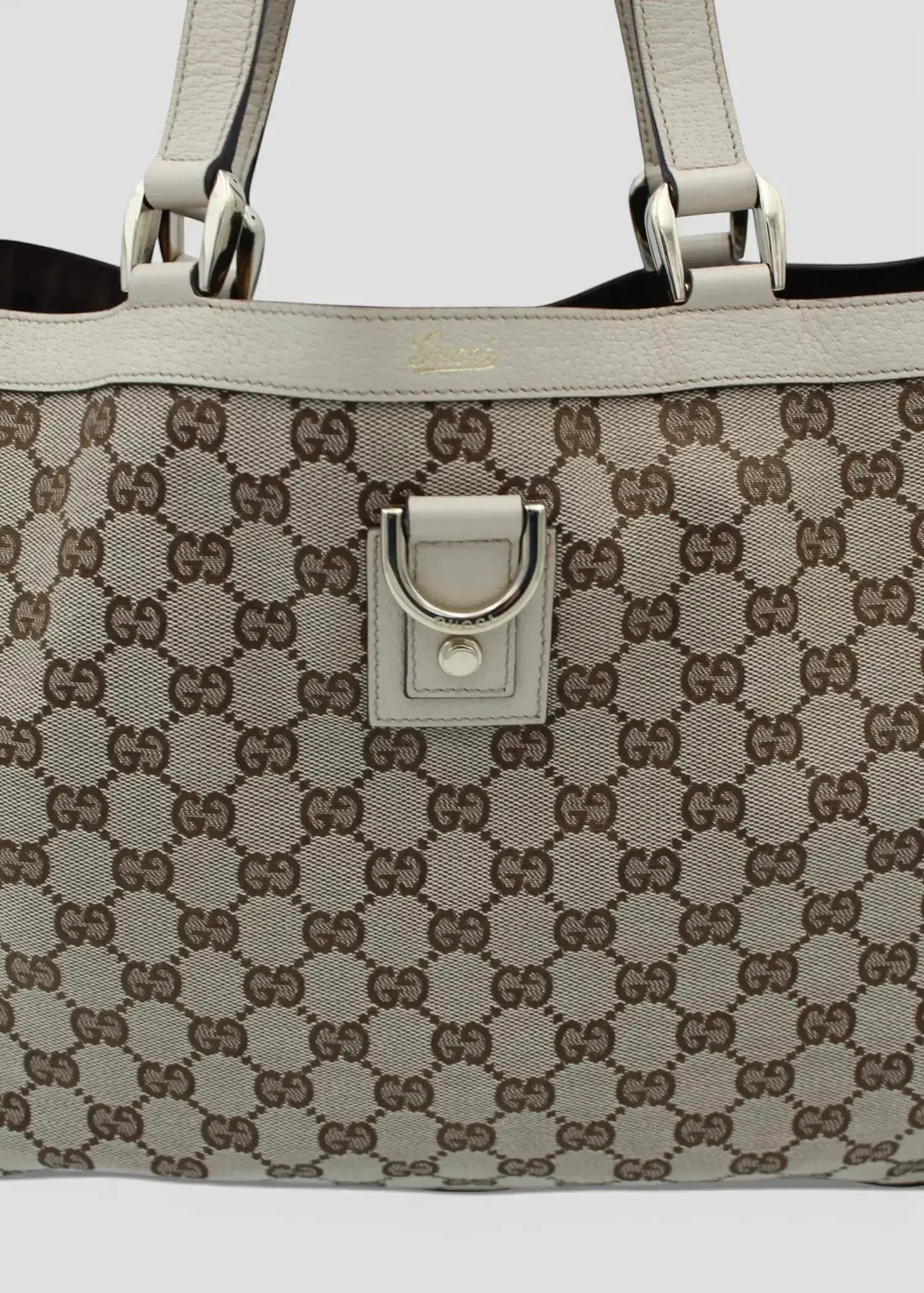 Preloved | Gucci GG Monogram Totebag Abbey med Hvid Læder Gucci