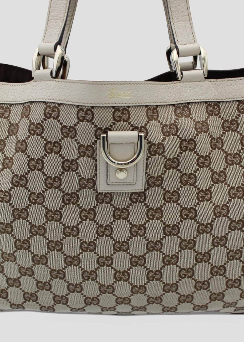 Preloved | Gucci GG Monogram Totebag Abbey med Hvid Læder