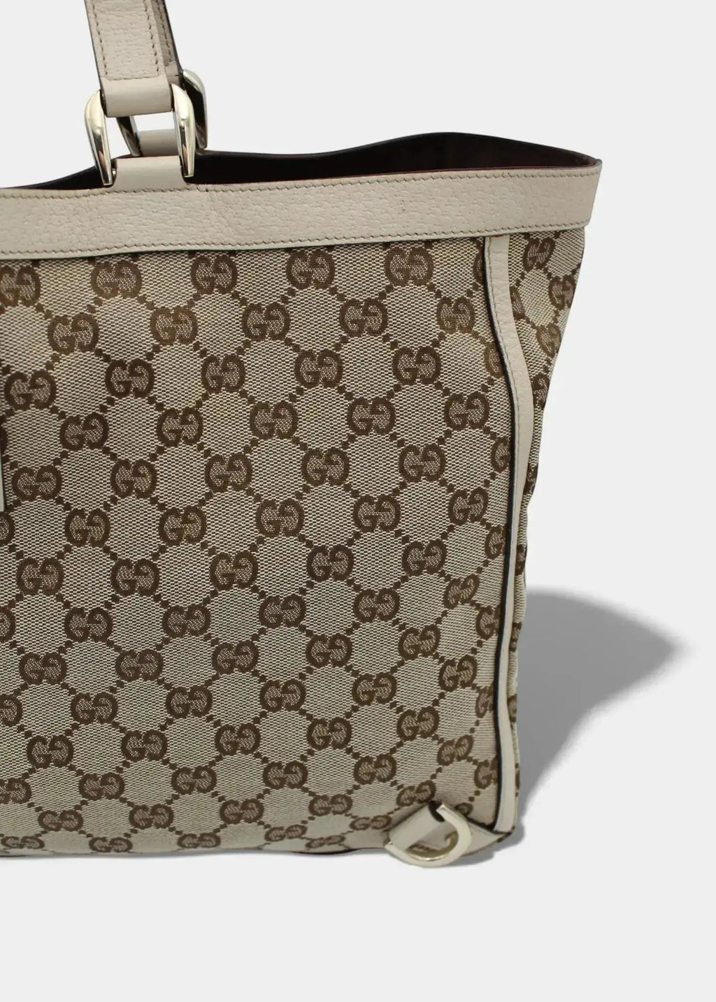 Preloved | Gucci GG Monogram Totebag Abbey med Hvid Læder Gucci