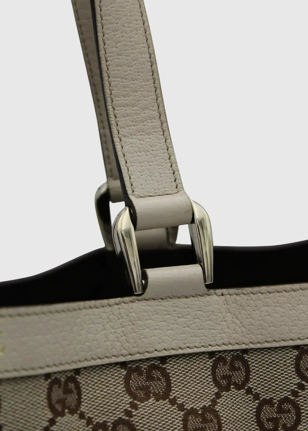 Preloved | Gucci GG Monogram Totebag Abbey med Hvid Læder Gucci
