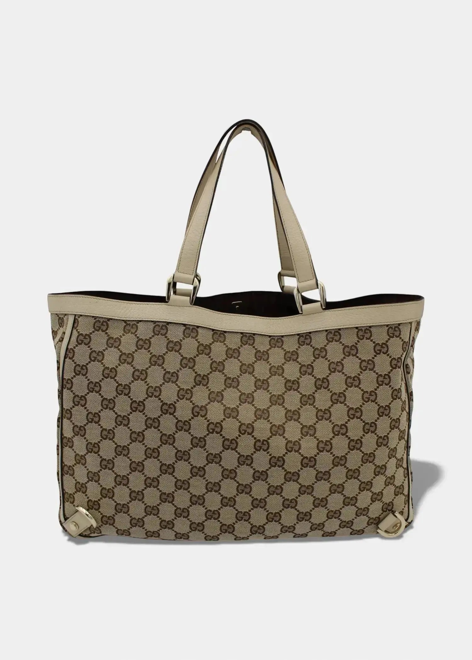 Preloved | Gucci GG Monogram Totebag Abbey med Hvid Læder Gucci
