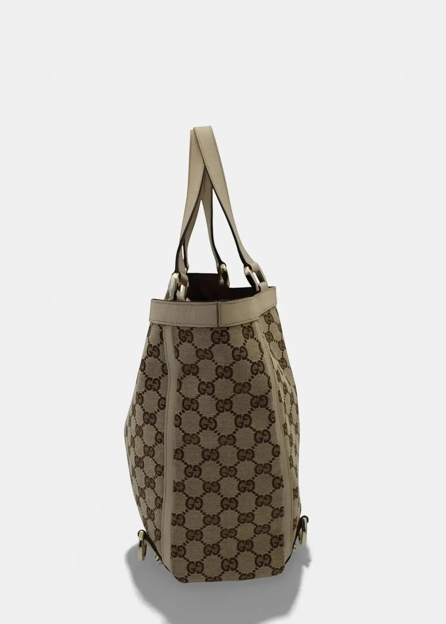 Preloved | Gucci GG Monogram Totebag Abbey med Hvid Læder Gucci