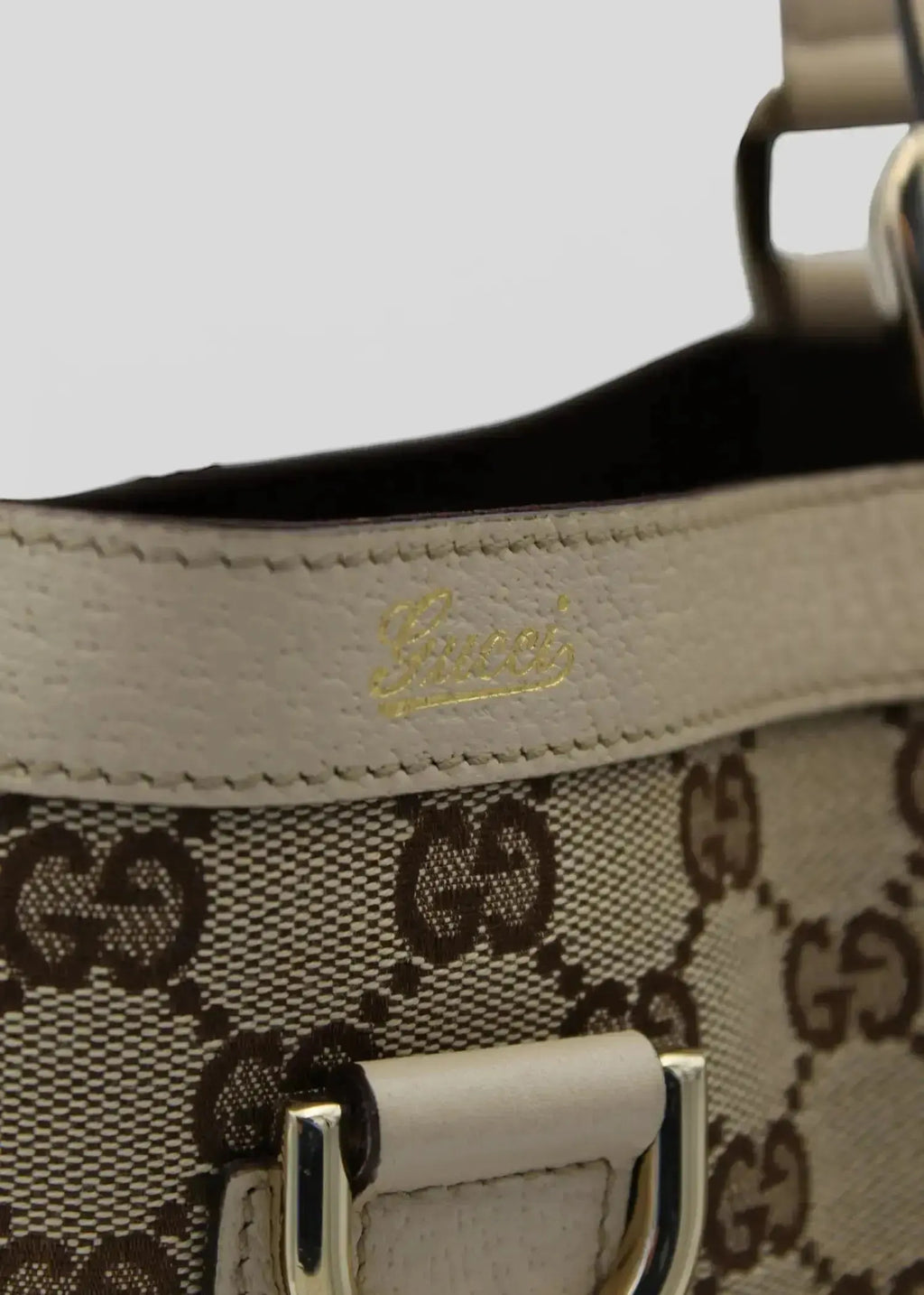 Preloved | Gucci GG Monogram Totebag Abbey med Hvid Læder Gucci