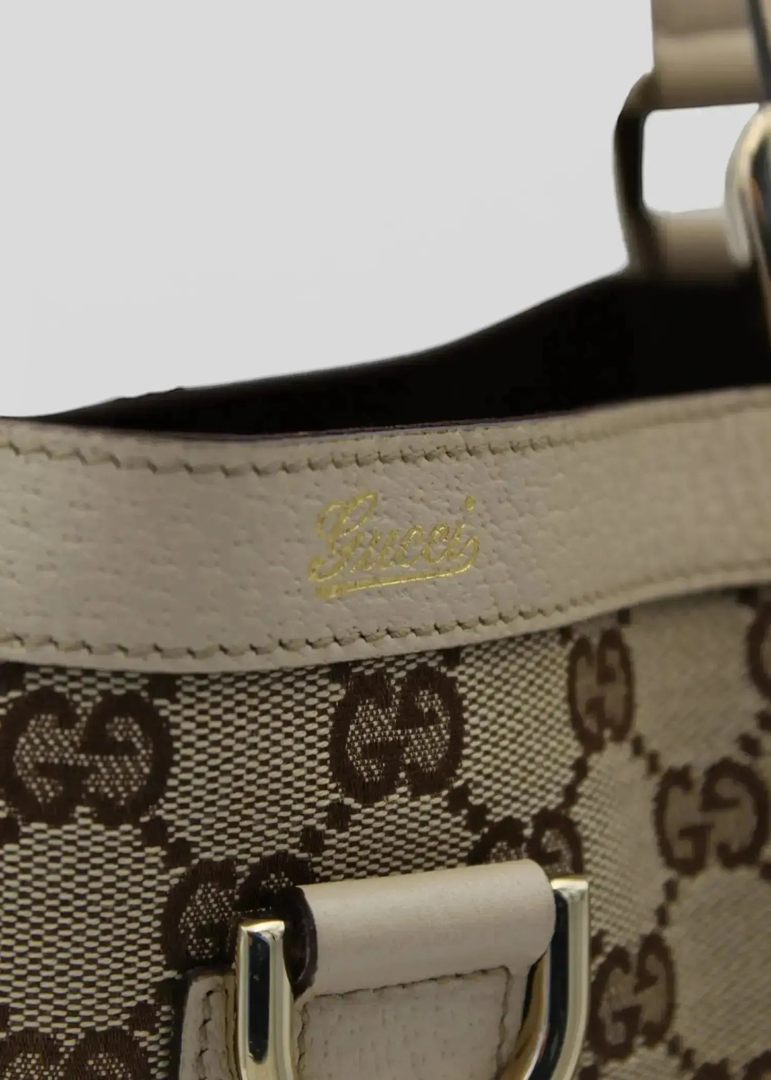 Preloved | Gucci GG Monogram Totebag Abbey med Hvid Læder Gucci