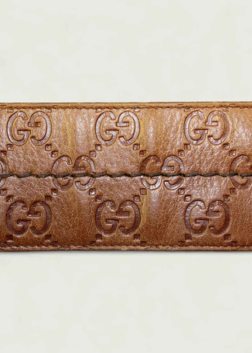 Preloved | Gucci Monogram Guccissima Bredt Læderbælte i Brunt med Guldspænde Gucci