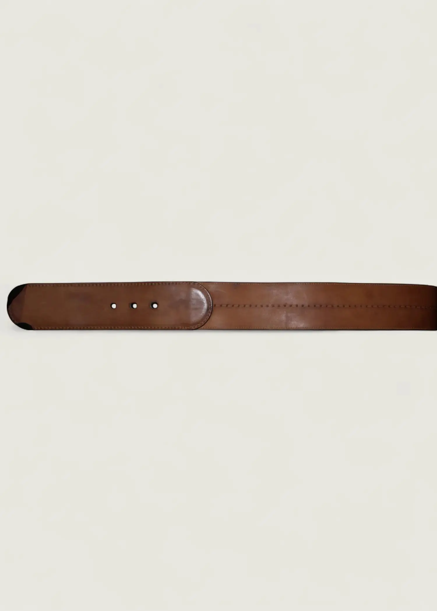 Preloved | Gucci Monogram Guccissima Bredt Læderbælte i Brunt med Guldspænde Gucci