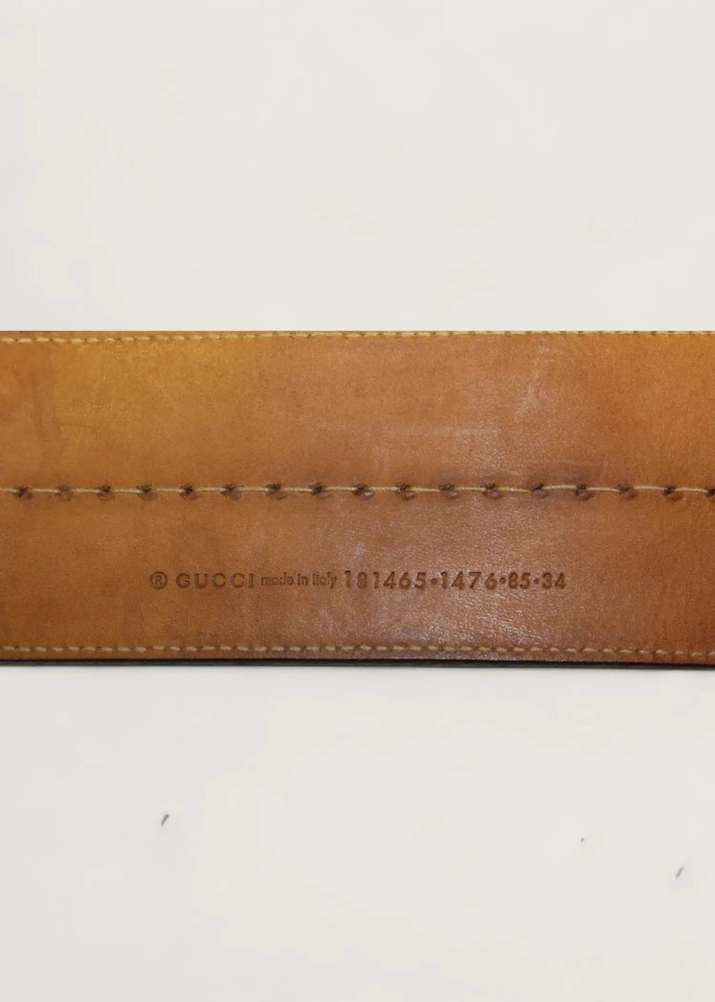 Preloved | Gucci Monogram Guccissima Bredt Læderbælte i Brunt med Guldspænde Gucci