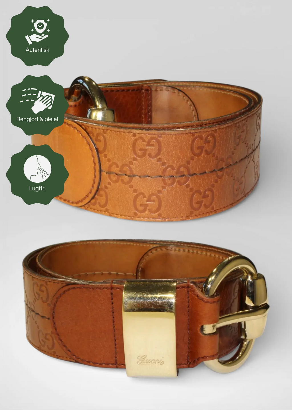 Preloved | Gucci Monogram Guccissima Bredt Læderbælte i Brunt med Guldspænde Gucci