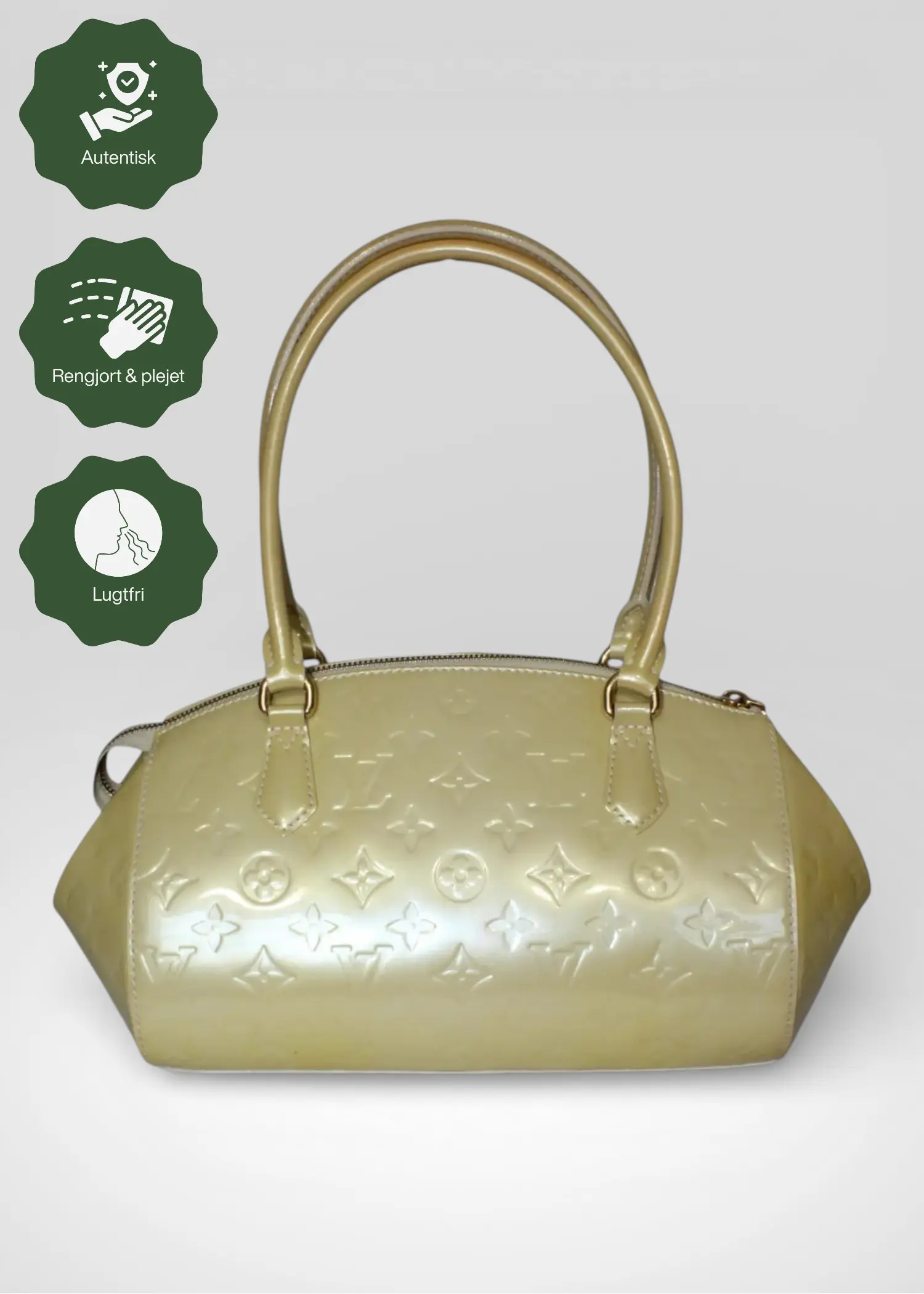 Preloved | Louis Vuitton Monogram Vernis Sherwood PM Håndtaske i Beige Louis Vuitton