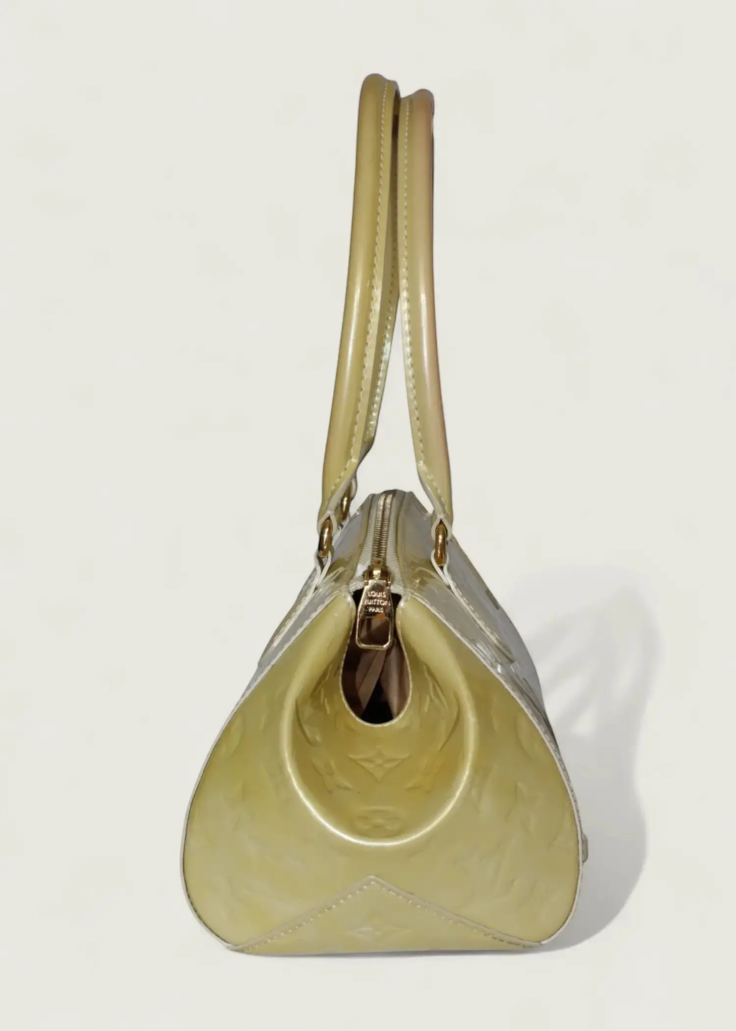 Preloved | Louis Vuitton Monogram Vernis Sherwood PM Håndtaske i Beige Louis Vuitton