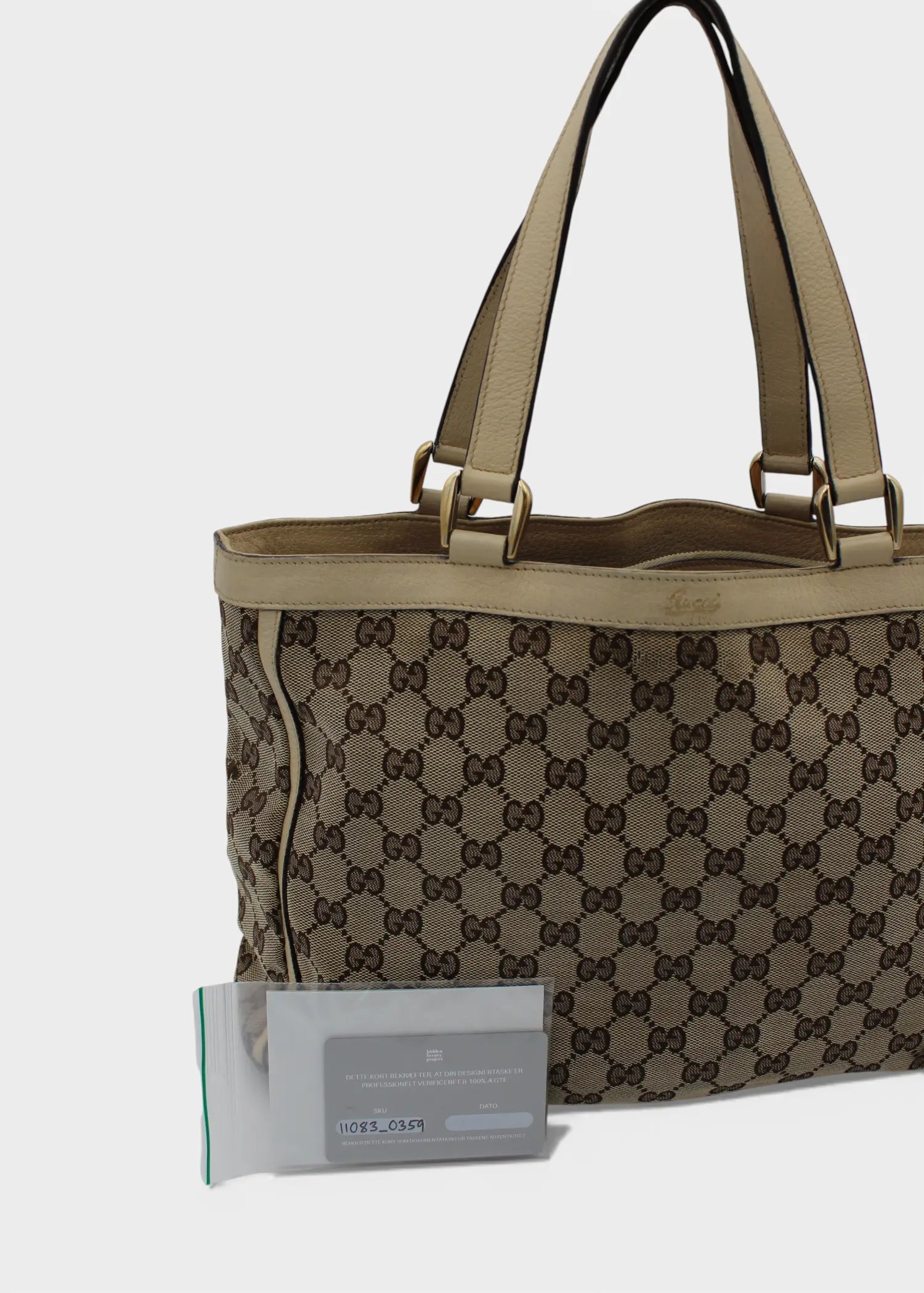 Preloved | Gucci GG Monogram Totebag Abbey med Hvid Læder