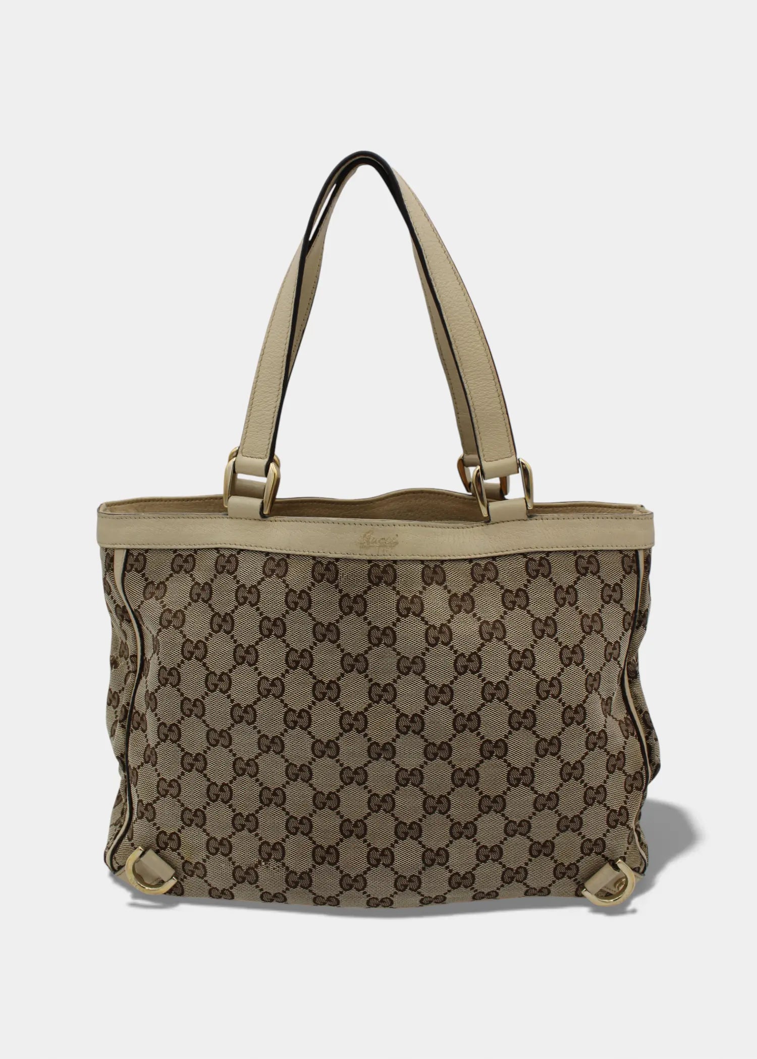 Preloved | Gucci GG Monogram Totebag Abbey med Hvid Læder