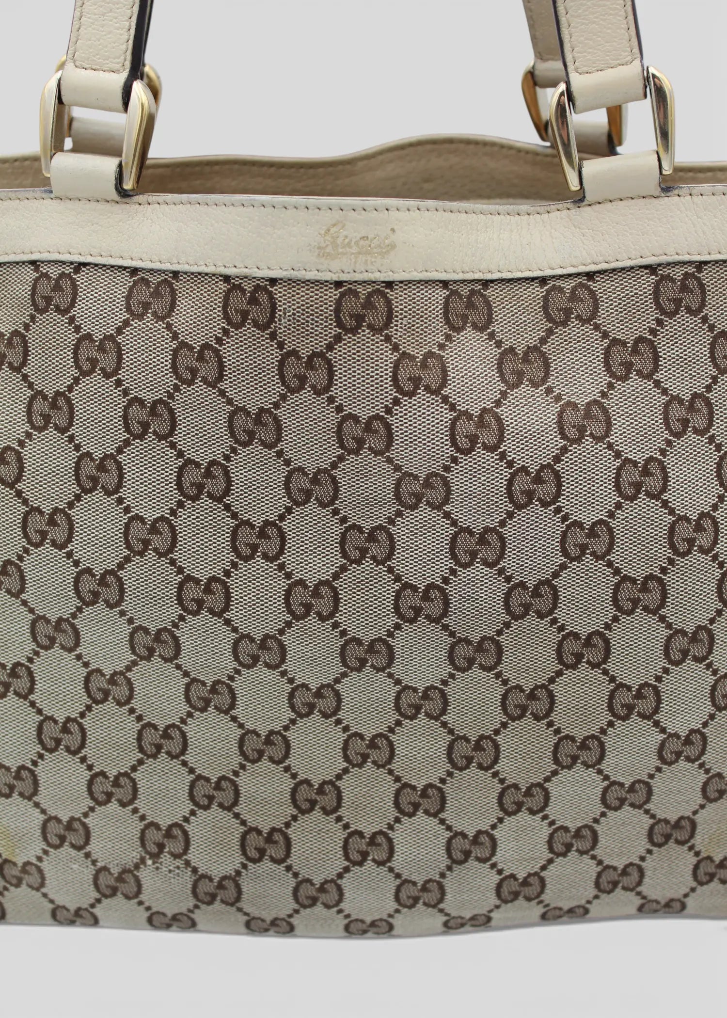 Preloved | Gucci GG Monogram Totebag Abbey med Hvid Læder