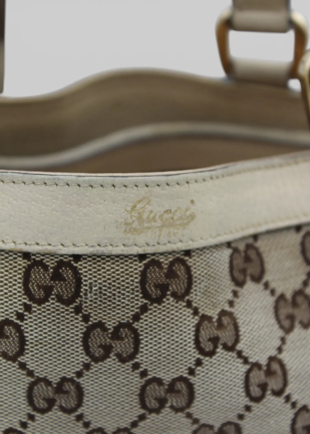 Preloved | Gucci GG Monogram Totebag Abbey med Hvid Læder