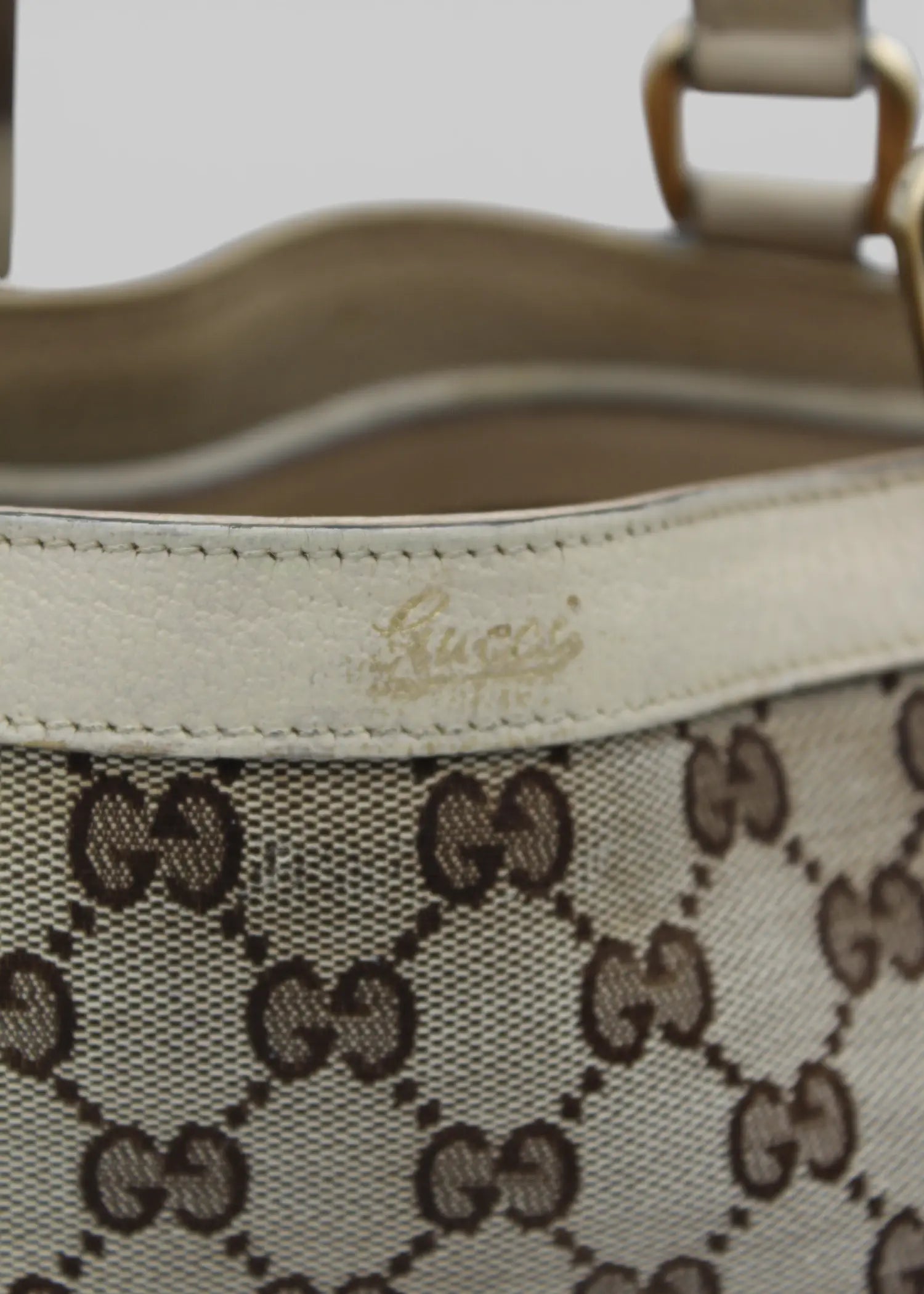 Preloved | Gucci GG Monogram Totebag Abbey med Hvid Læder