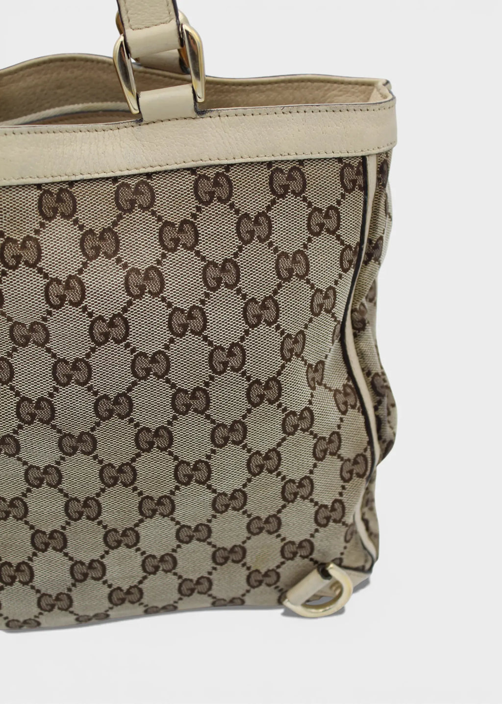 Preloved | Gucci GG Monogram Totebag Abbey med Hvid Læder