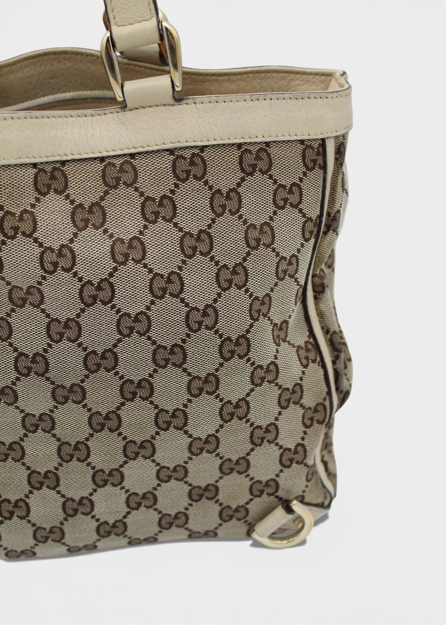 Preloved | Gucci GG Monogram Totebag Abbey med Hvid Læder