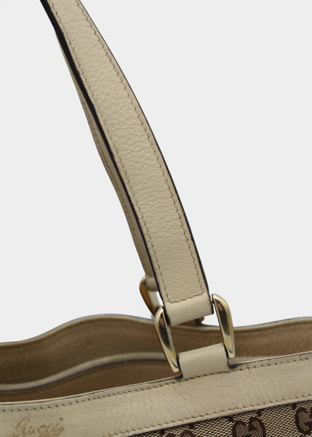 Preloved | Gucci GG Monogram Totebag Abbey med Hvid Læder