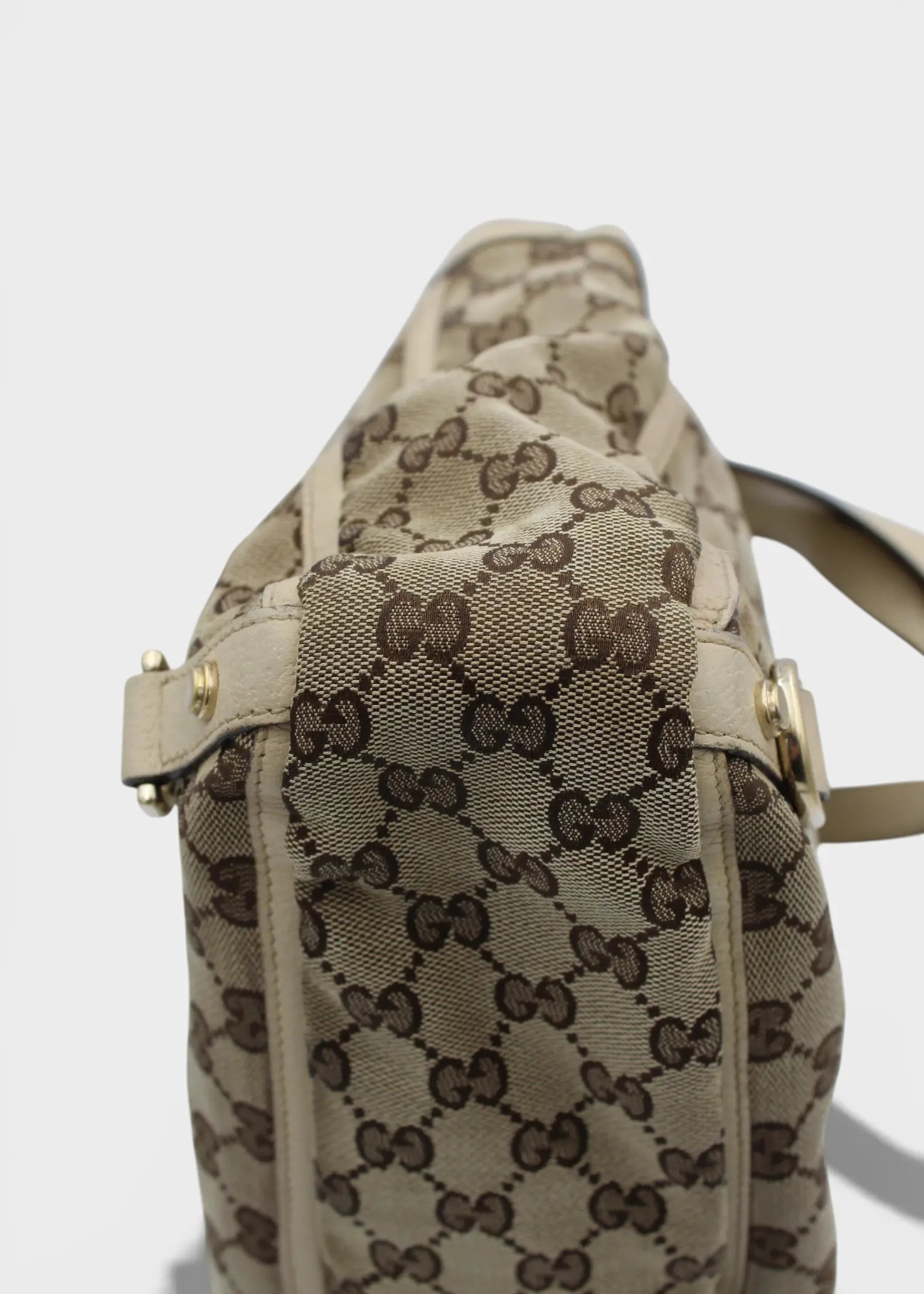 Preloved | Gucci GG Monogram Totebag Abbey med Hvid Læder