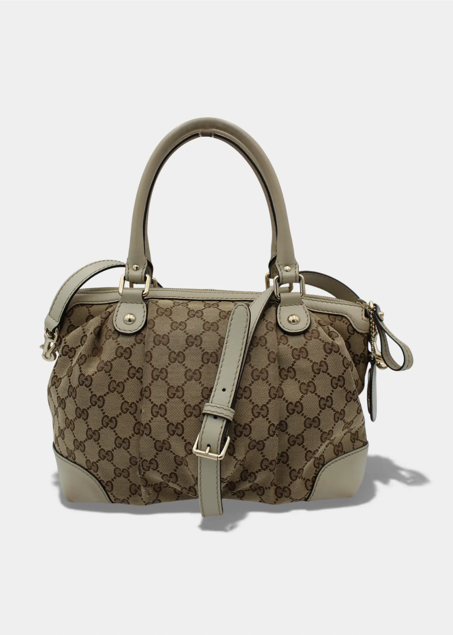 Preloved | Gucci GG Monogram Håndtaske & Crossbody med Hvid Læder