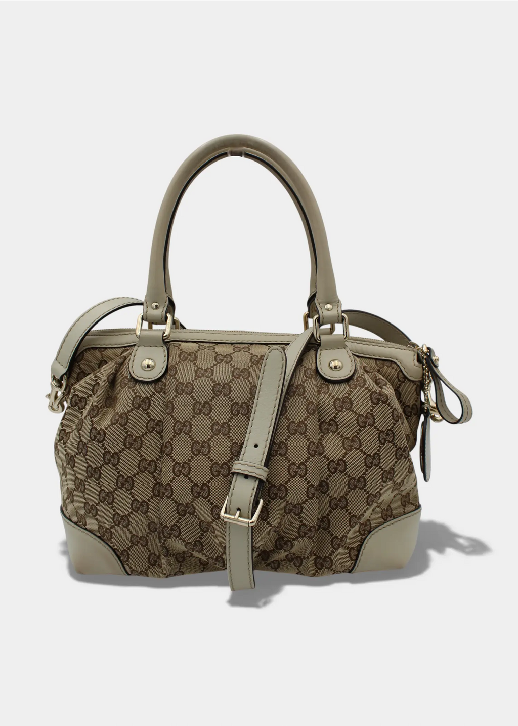 Preloved | Gucci GG Monogram Håndtaske & Crossbody med Hvid Læder